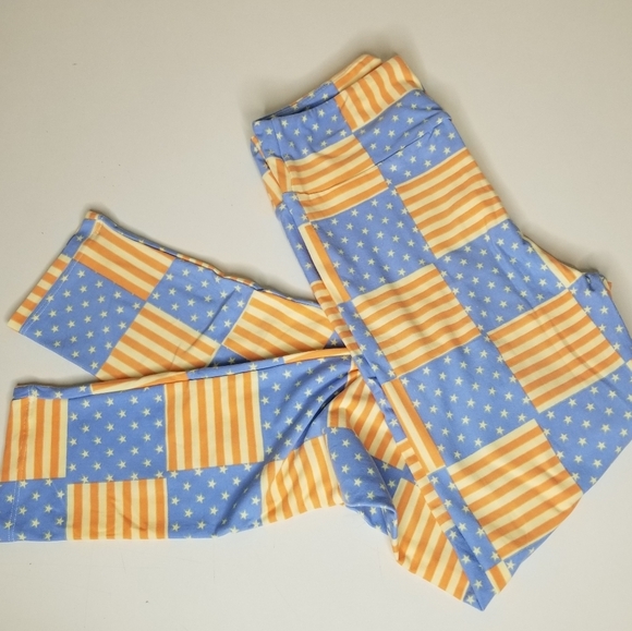 LuLaRoe One Size 2-10 Leggings Patriotic‎ Stars & Stripes USA Flag July 4th New - Picture 7 of 8